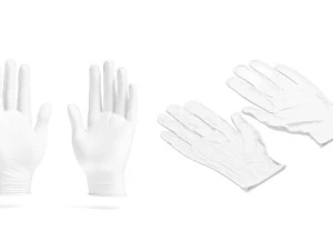 Luvas de borracha branca - luva protetora de l&aacute;tex medicinal descart&aacute;vel Modelo 3D