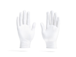 White Rubber Gloves - disposable medicine latex protective glove Model 3D