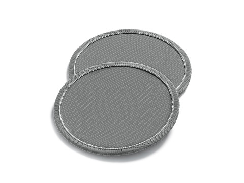 White Round Embroidered Patch Stack - lying embroidery circle badge pair 3D 모델
