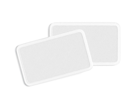 White Rectangular Embroidered Patch Stack - lying embroidery rectangle badge pair 3D Model