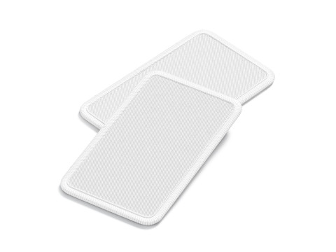 White Rectangular Embroidered Patch Stack - lying embroidery rectangle badge pair Modelo 3D