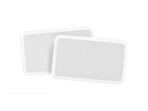 White Rectangular Embroidered Patch Stack - lying embroidery rectangle badge pair Modelo 3D