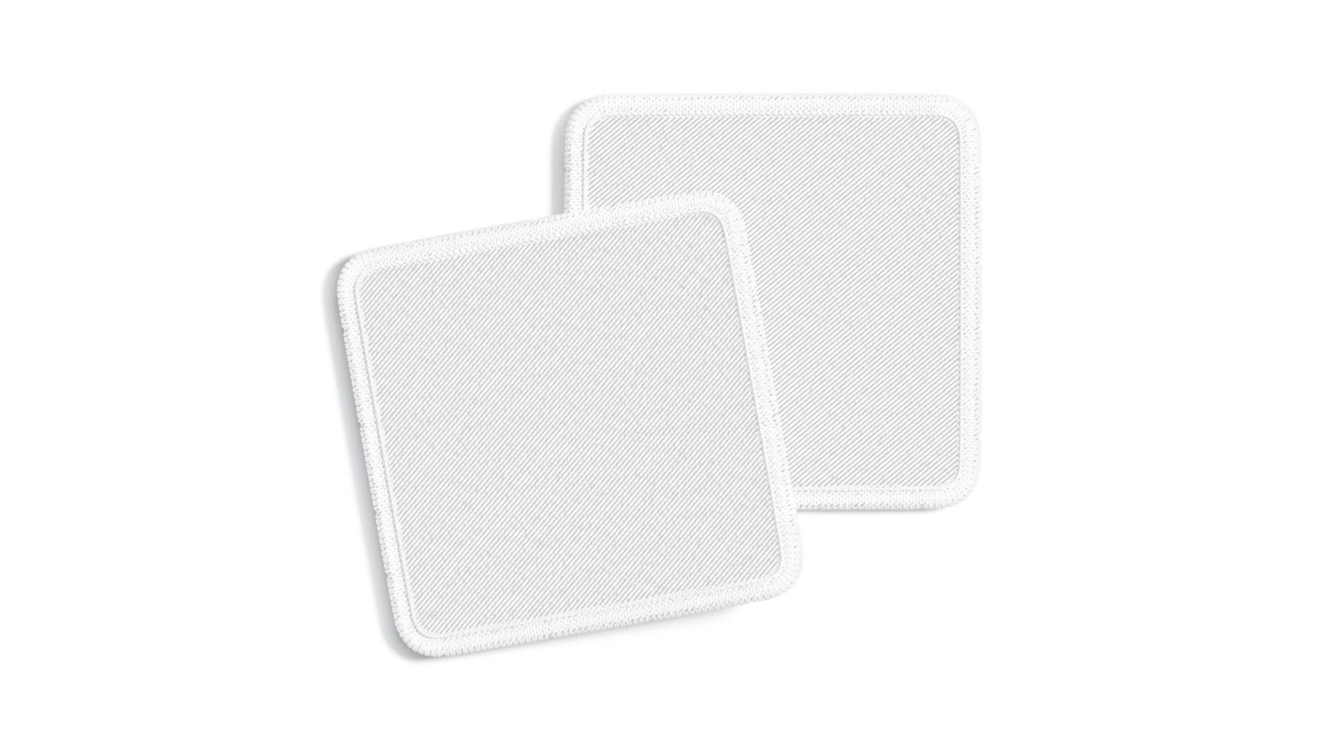 White Square Embroidered Patch Stack - lying embroidery quadratic badge pair 3D Model .c4d .max .obj .3ds .fbx .stl .blend 