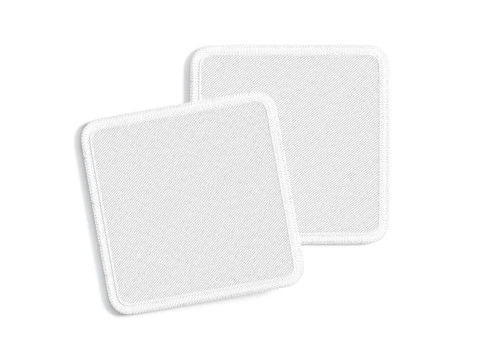 Witte vierkante geborduurde patchstapel - liggend paar kwadratische badges met borduurwerk 3D Model