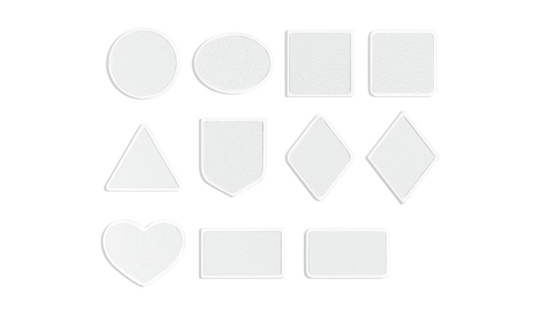 White Embroidered Patch Set - 11 shapes lying embroidery badges Modello 3D .c4d .max .obj .3ds .fbx .stl .blend 