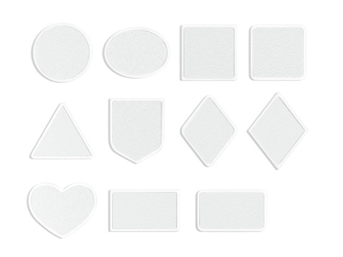 White Embroidered Patch Set - 11 shapes lying embroidery badges 3D Model