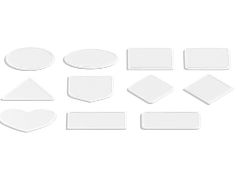 White Embroidered Patch Set - 11 shapes lying embroidery badges Modello 3D