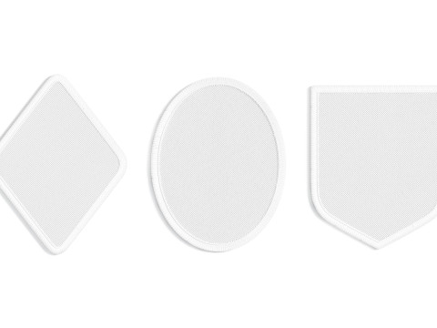 White Embroidered Patch Set - 11 shapes lying embroidery badges Modello 3D