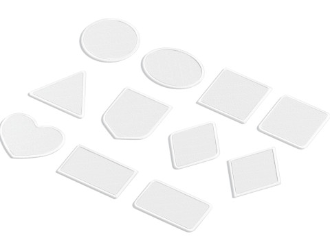 White Embroidered Patch Set - 11 shapes lying embroidery badges Modello 3D