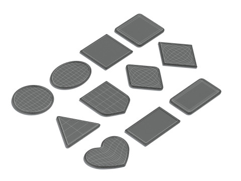 White Embroidered Patch Set - 11 shapes lying embroidery badges Modello 3D