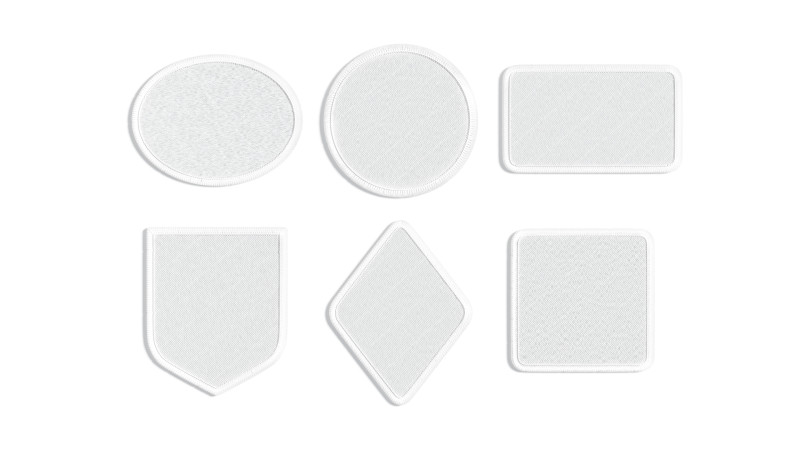 White Embroidered Patch Set - 6 shapes lying embroidery badges 3D Model .c4d .max .obj .3ds .fbx .stl .blend 