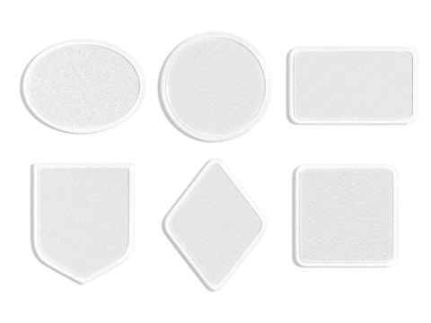 White Embroidered Patch Set - 6 shapes lying embroidery badges 3Dモデル