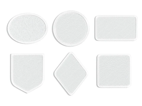 White Embroidered Patch Set - 6 shapes lying embroidery badges 3D Model