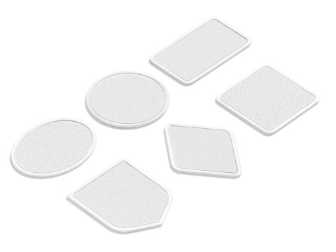 White Embroidered Patch Set - 6 shapes lying embroidery badges 3D Model