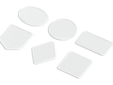 White Embroidered Patch Set - 6 shapes lying embroidery badges 3D Model