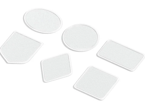 White Embroidered Patch Set - 6 shapes lying embroidery badges 3D Model