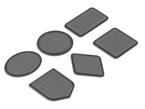 White Embroidered Patch Set - 6 shapes lying embroidery badges 3D Model