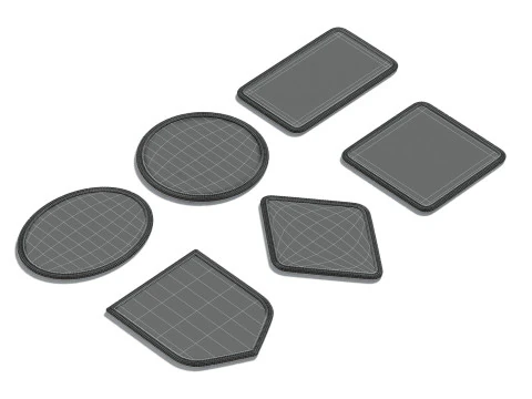 White Embroidered Patch Set - 6 shapes lying embroidery badges 3D Model
