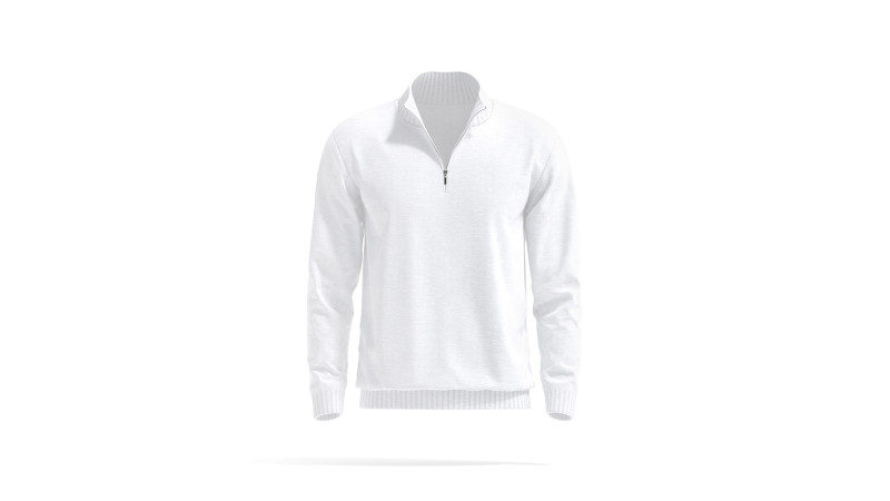 White Quarter Zip Sweater - knitted men pullover with zipper neck 3D Model .c4d .max .obj .3ds .fbx .stl .blend 