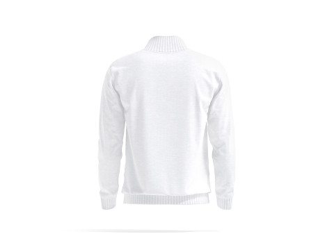 White Quarter Zip Sweater - knitted men pullover with zipper neck 3D Model
