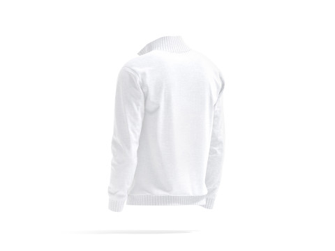 White Quarter Zip Sweater - knitted men pullover with zipper neck 3D Model