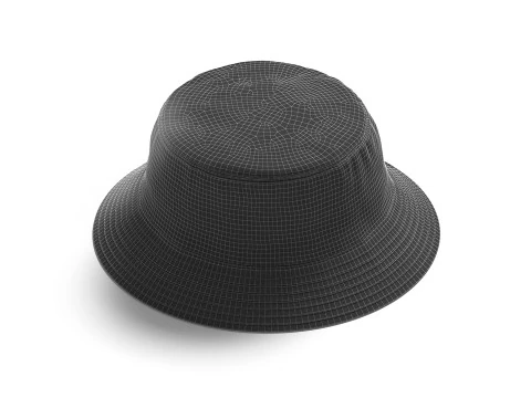 White Bucket Hat - summer head wear panama 3D Model