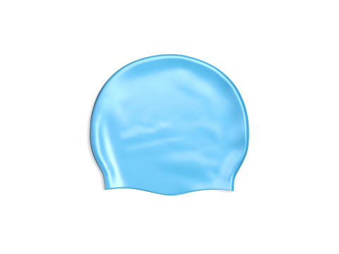 Blue Swim Cap 2 Types - lying and no gravity swimming hat set Model 3D