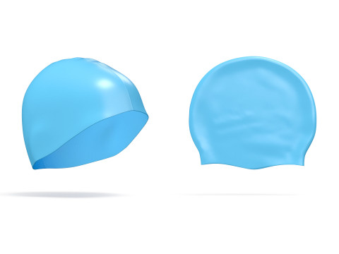 Blue Swim Cap 2 Types - lying and no gravity swimming hat set Model 3D