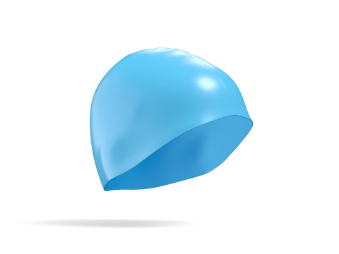 Blue Swim Cap 2 Types - lying and no gravity swimming hat set Model 3D