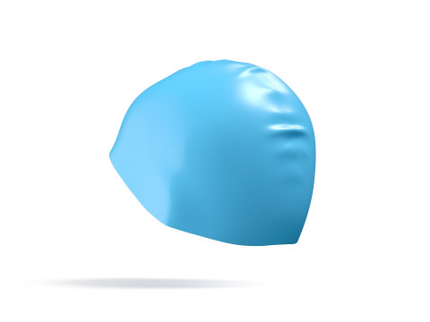 Blue Swim Cap 2 Types - lying and no gravity swimming hat set Model 3D