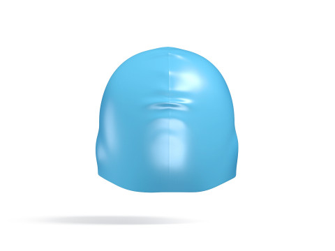 Blue Swim Cap 2 Types - lying and no gravity swimming hat set Model 3D
