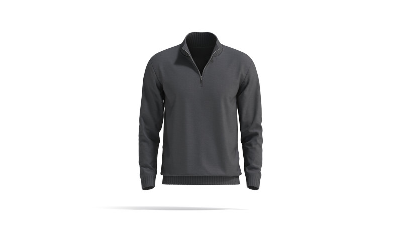 Black Quarter Zip Sweater - knitted men pullover with zipper neck Modèle 3D .c4d .max .obj .3ds .fbx .stl .blend 