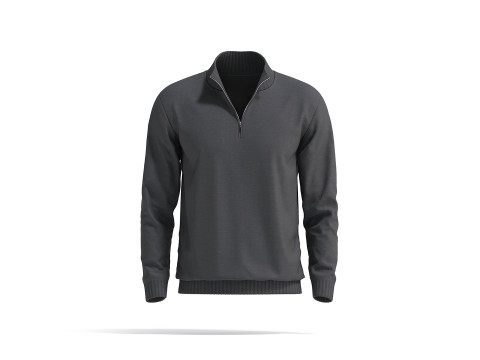 Black Quarter Zip Sweater - knitted men pullover with zipper neck 3D Model