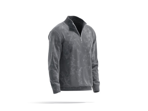 Black Quarter Zip Sweater - knitted men pullover with zipper neck Modèle 3D