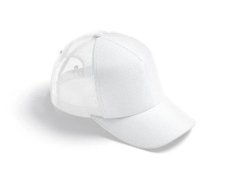 White Trucker Hat - sport mesh baseball cap 3D Model