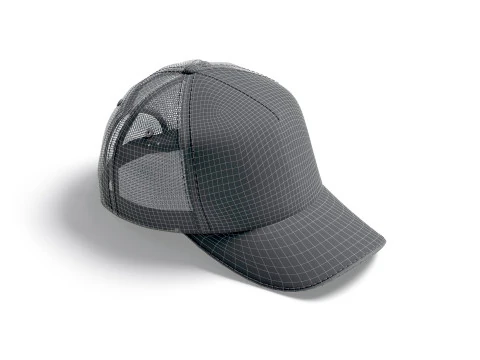 White Trucker Hat - sport mesh baseball cap 3D Model