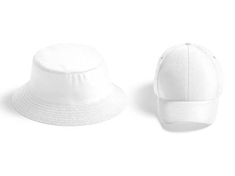 White Cap Set - 3 type baseball trucker bucket hat Modèle 3D