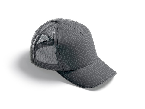 Black Trucker Hat - sport mesh baseball cap Modèle 3D