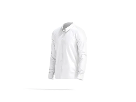 White Dress Shirt - men long sleeve classic shirt 3D Model
