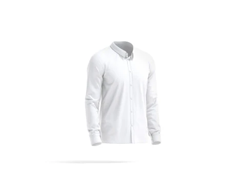 White Dress Shirt - men long sleeve classic shirt 3D Model