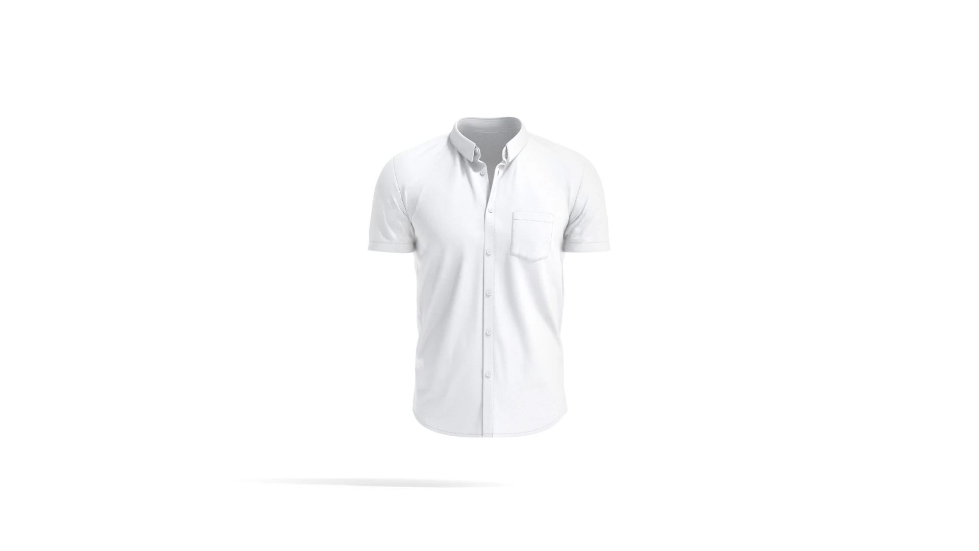 Camisa branca de manga curta &ndash; camisa social masculina com bot&otilde;es Modelo 3D .c4d .max .obj .3ds .fbx .stl .blend 