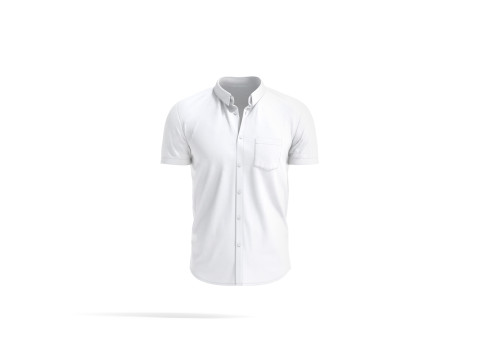 White Short Sleeve Shirt - men button down dress shirt 3D Model
