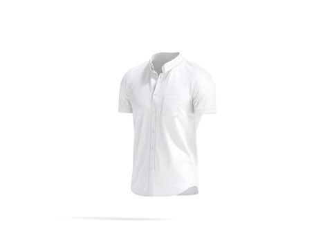White Short Sleeve Shirt - men button down dress shirt Modello 3D