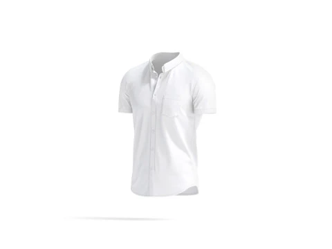 Camisa branca de manga curta &ndash; camisa social masculina com bot&otilde;es Modelo 3D