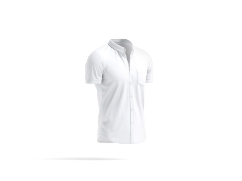 White Short Sleeve Shirt - men button down dress shirt Modello 3D