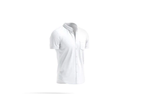 Camisa branca de manga curta &ndash; camisa social masculina com bot&otilde;es Modelo 3D