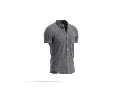 Camisa branca de manga curta &ndash; camisa social masculina com bot&otilde;es Modelo 3D