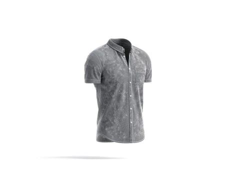 Camisa branca de manga curta &ndash; camisa social masculina com bot&otilde;es Modelo 3D
