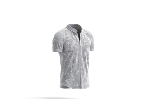 White Short Sleeve Shirt - men button down dress shirt Modello 3D
