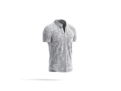 Camisa branca de manga curta &ndash; camisa social masculina com bot&otilde;es Modelo 3D